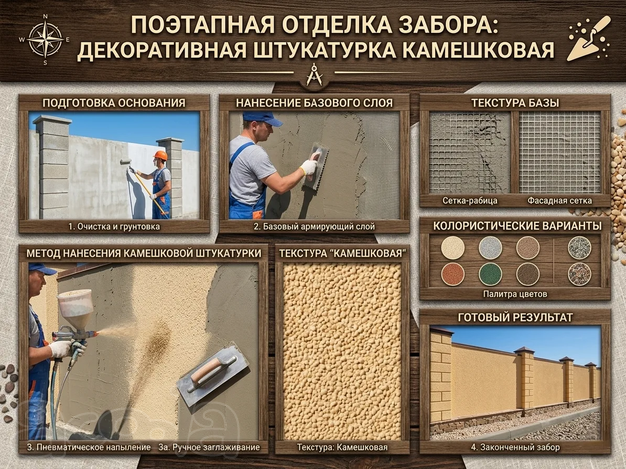 Штукатурка бетонного забора по СФТК в Ростове-на-Дону под ключ